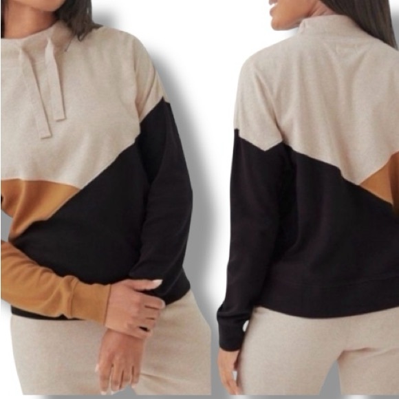 PACT Airplane Color Block Sweatshirt 100% Organic Cotton Airplane Wheat Chai XXL - Picture 7 of 11